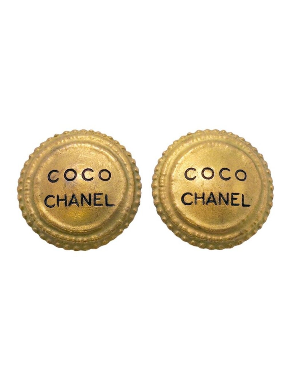 Chanel Earrings Vintage Logo Gold Plated
